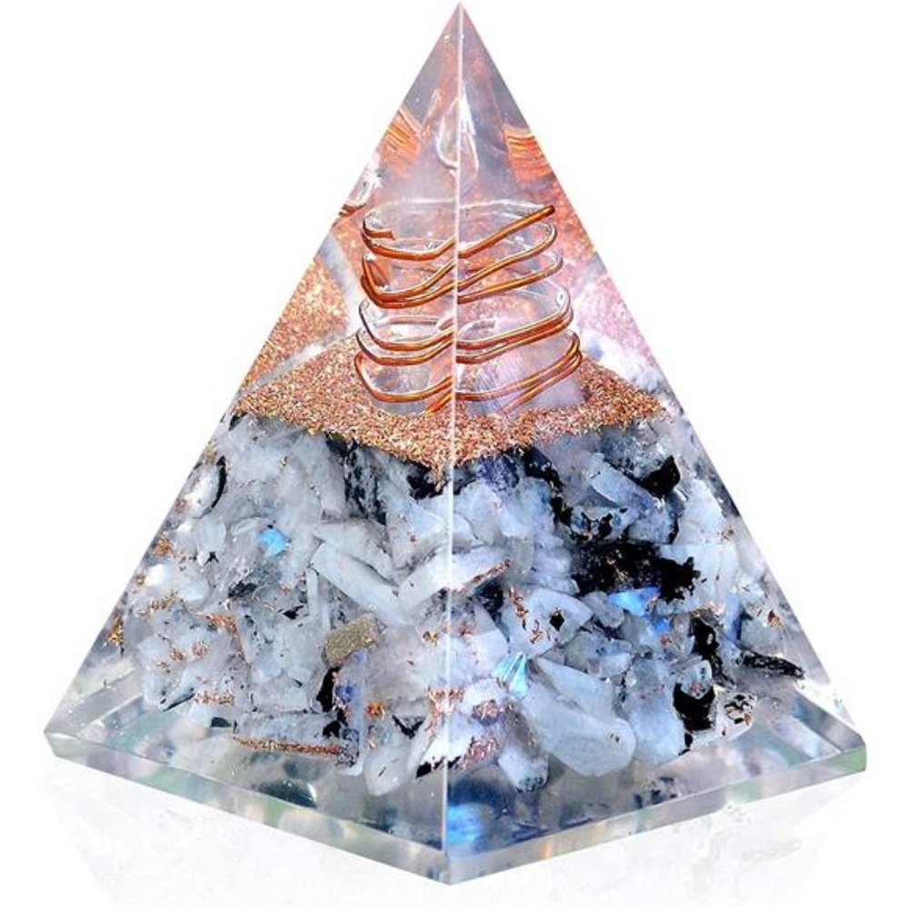 Rainbow Moonstone Orgone Pyramid, Anti-stress, Calmness, Growth Strength Healing